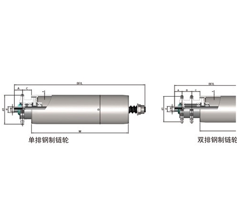 重负荷钢制单/双链可调积放辊筒